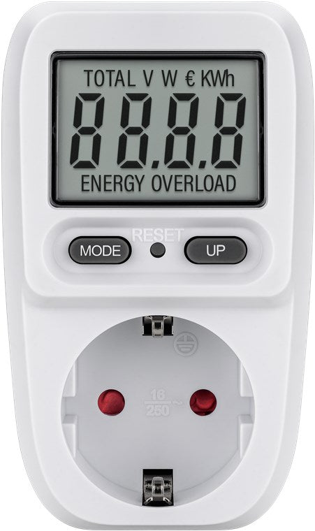 Stromzähler für Steckdose Balkonkraftwerk mit 5 Anzeigemodi - Stromverbrauchsmesser Steckdose mit Verbrauchskostenanzeige - Strommessgerät - Messbereich 0,5 W - 3680 W