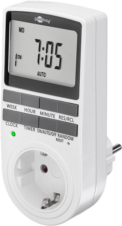 2er-Set Zeitschaltuhr digital mit 16 Programmen - Zeitschaltuhr Steckdose mit Zufallsmodus zum Einbruchschutz - Timer Steckdose inkl. 100 Tage Back-up Akku - 3680W - 230V (AC) - 16A
