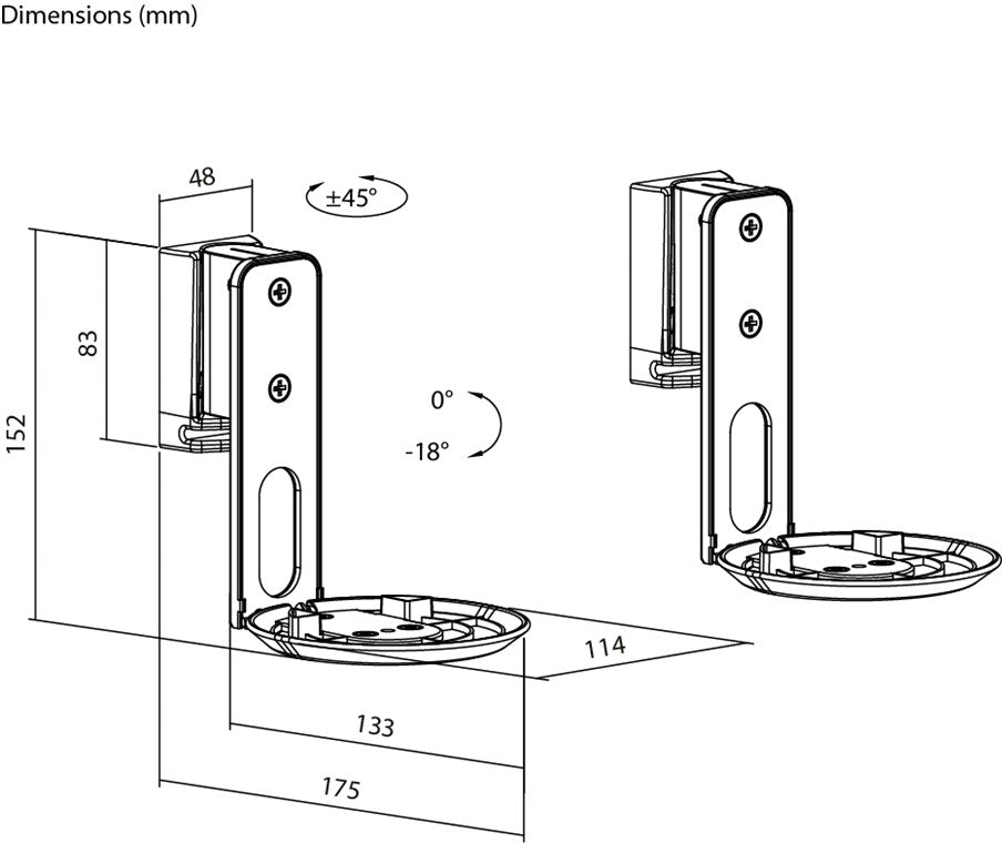 goobay Wandhalterung für Sonos Era 100 / Lautsprecher-Wandhalter bis 3kg / Schwenkbar & Neigbar / weiß