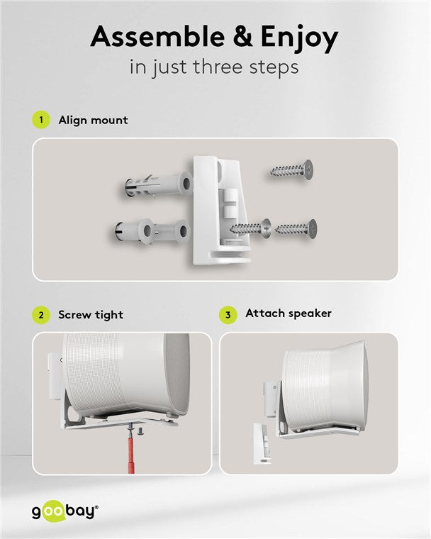 goobay Wandhalterung für Sonos Era 300 / Lautsprecher-Wandhalter bis 5kg / Schwenkbar & Neigbar / weiß