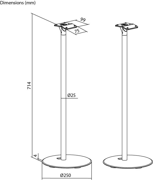 goobay Lautsprecherständer für Sonos Era 300 / Lautsprecherhalterung 5kg Tragkraft / Boxenständer mit Kabelmanagement / 71cm hoch / weiß