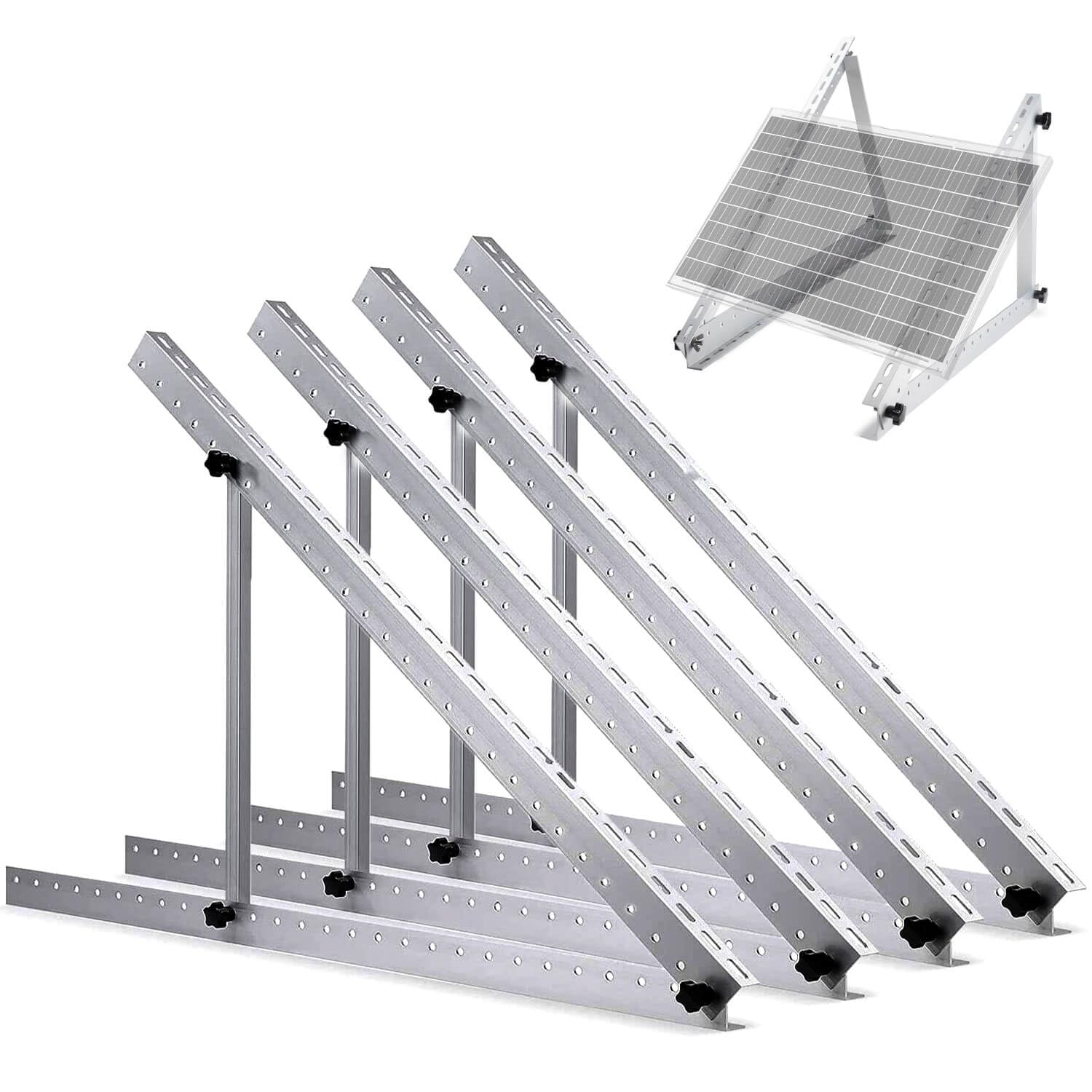 Solarmodul Halterung für 2 Module - 45 Zoll Photovoltaik Universal Solarmodul Halterungen 114CM Balkonkraftwerk Halterung, Winkel einstellbar 0-90° für Dachhalterungen Solarmodule