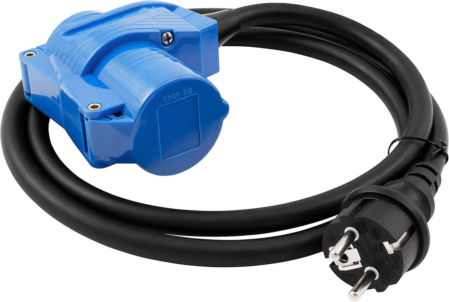 MC Power CEE-Adapter auf Schutzkontakt-Stecker | 1,5m H07RN-F 3G2,5 | 230V / 16A | IP44 | Stromkabel für Camping, Wohnwagen, Wohnmobil, Outdoor-Anwendungen