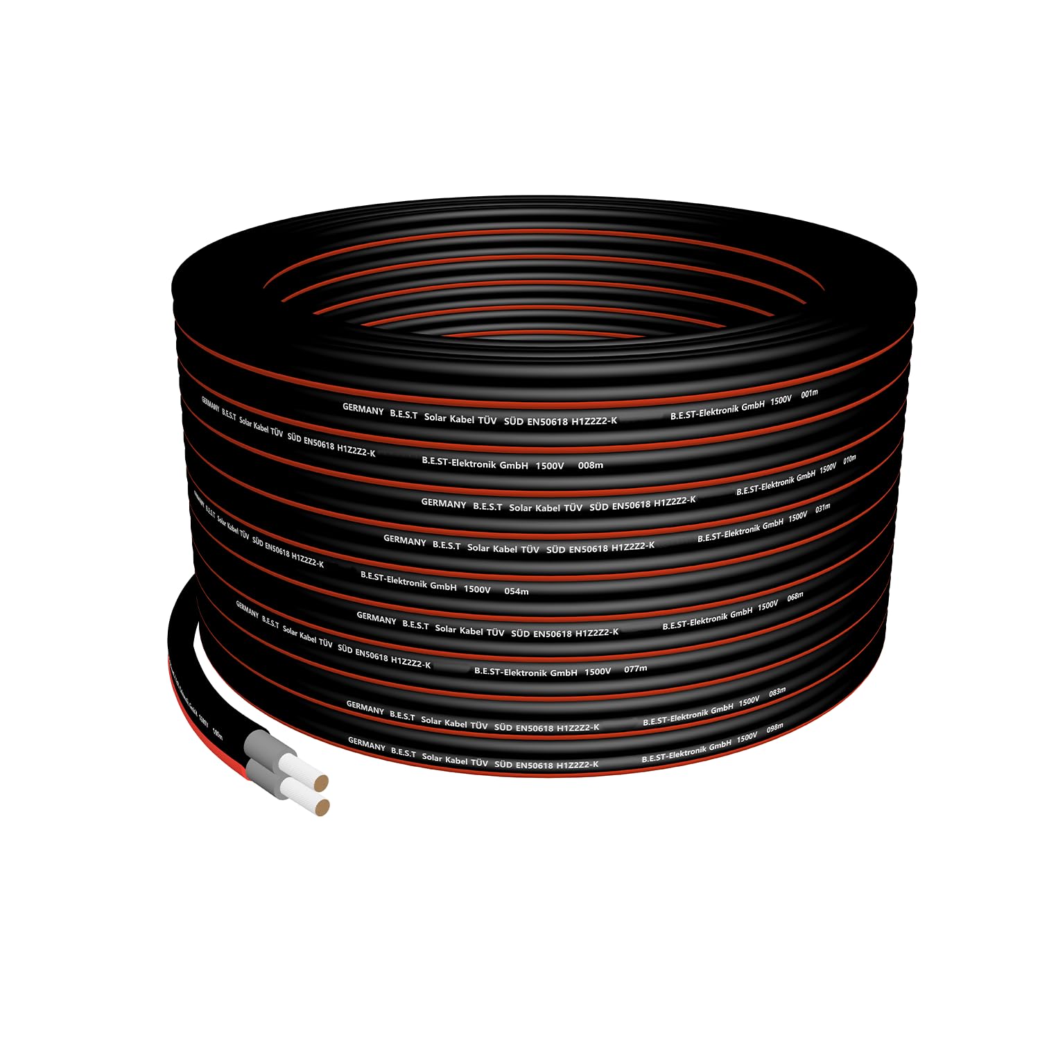 Solarkabel Duplex 4mm² PV Kabel TÜV Zertifiziertes Solar Kabel aus Kupfer, Photovoltaik Kabel 50m Schwarz und Rot