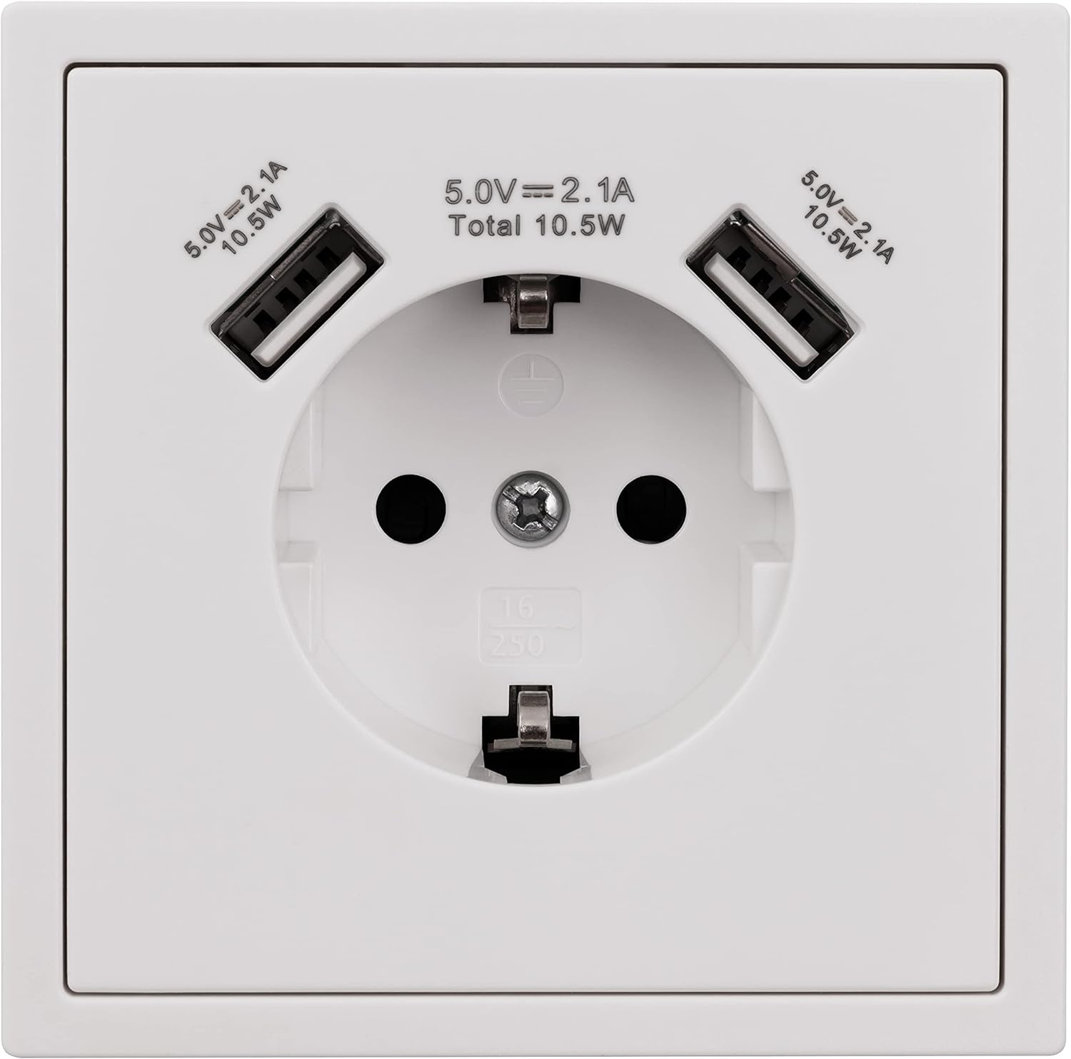 Schutzkontakt-Steckdose McPower ''Shallow'' 2xUSB-A - 5V/2,1A