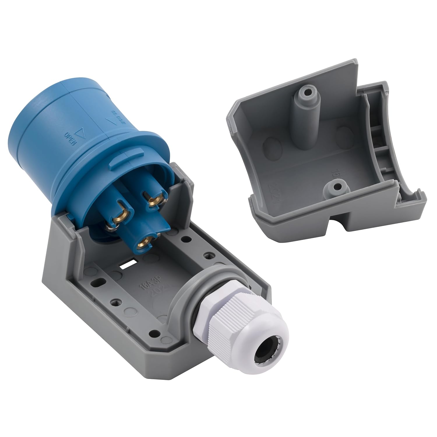 MC POWER CEE Stecker Wandmontage IP44 | 3 polig 250V, 16A Starkstromstecker | Ladestecker für Industrie Handwerk Landwirtschaft Campingplatz