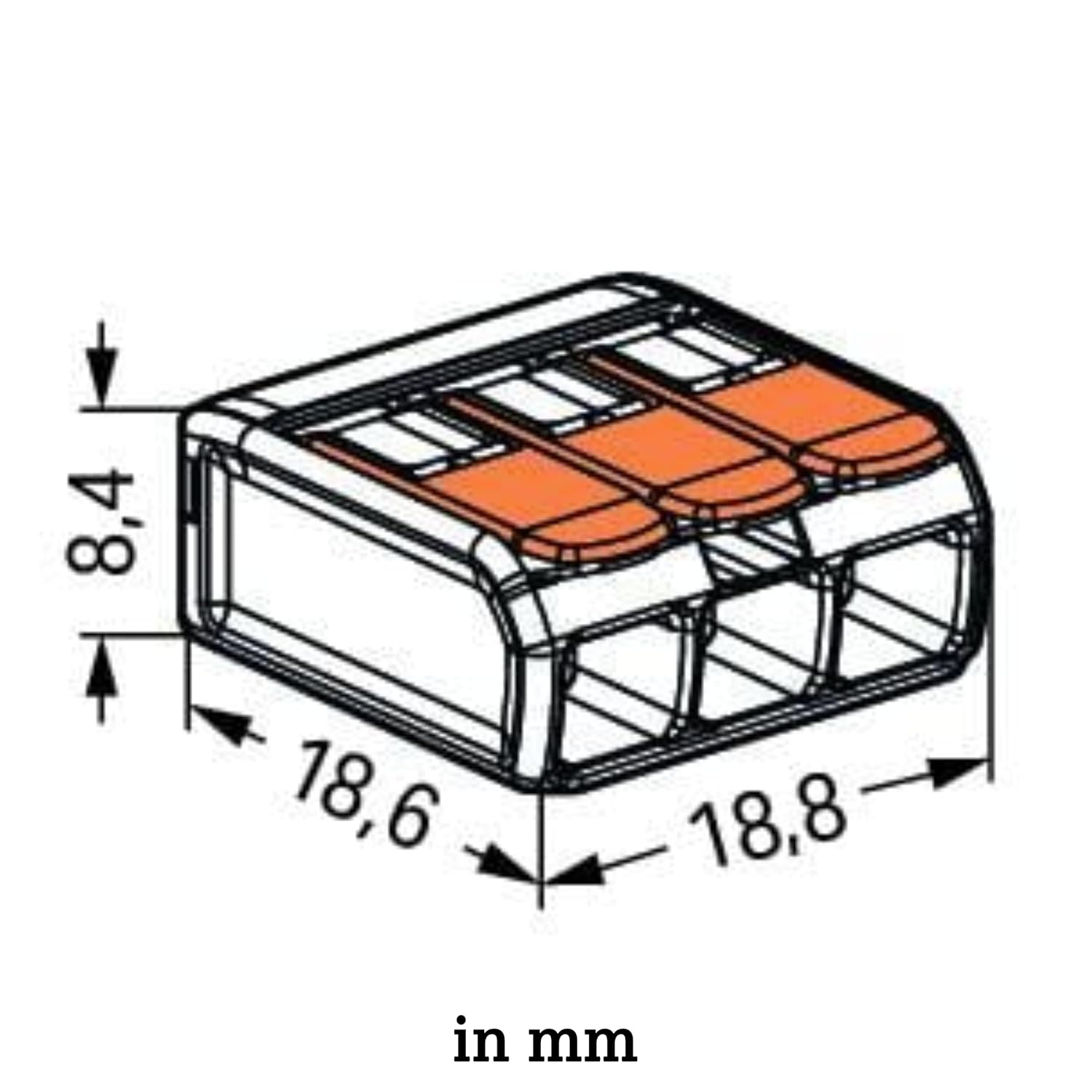 WAGO Verbindungsklemmen 221-413 | 3 Leiter, bis 4 mm², 50 Stück, COMPACT Kabelverbinder mit Hebel für alle Leiterarten weltweit, bestätigte Anwendungssicherheit