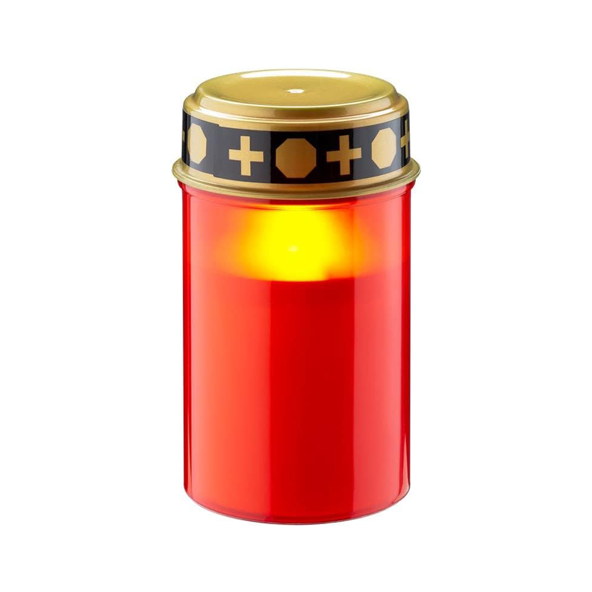 LED Grablicht mit Timer/Batteriebetrieben / LED Grabkerzen Outdoor / Friedhof Kerzen / Grablichter / Ewiges Licht / Grablampe / Rot / Batterie 2x
