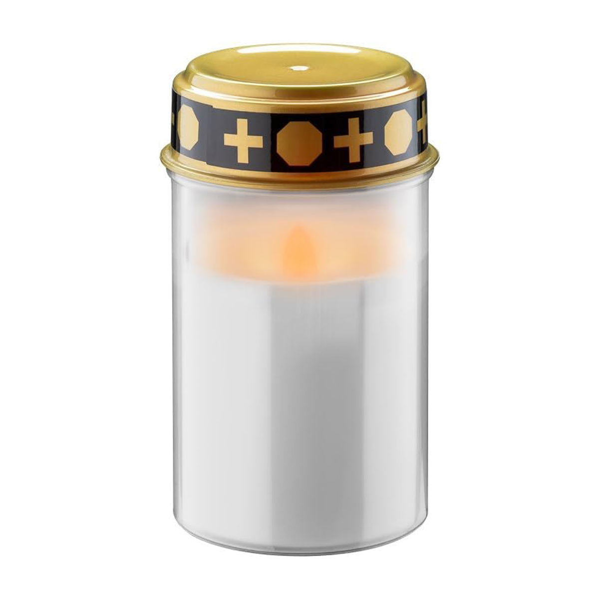 LED Grablicht mit Timer / Batteriebetrieben / LED Grabkerzen Outdoor / Friedhof Kerzen / Grablichter / Ewiges Licht / Grablampe / Weiß / Batterie 2x C/LR14