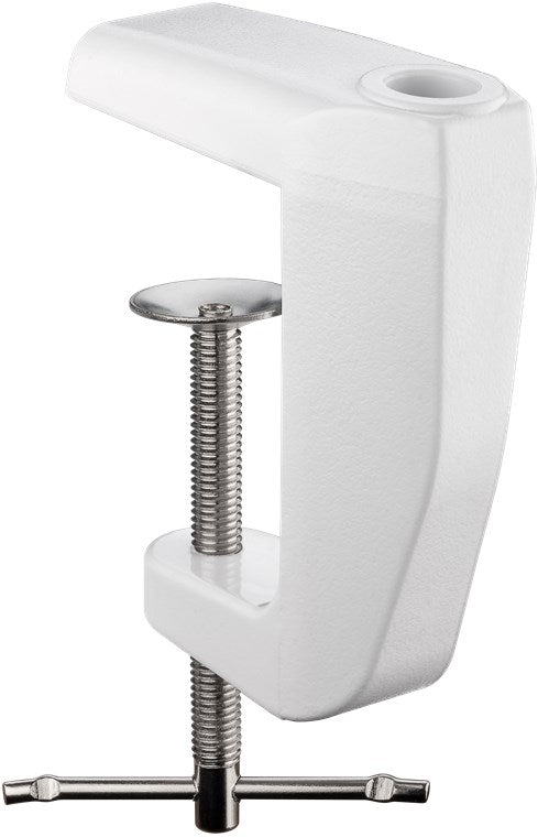 Goobay Tischklemme für LED Lupenleuchte zur Montage an Tischplatten von 0 - 60 mm Lupenlampen Lupe Metall Befestigung / Weiß