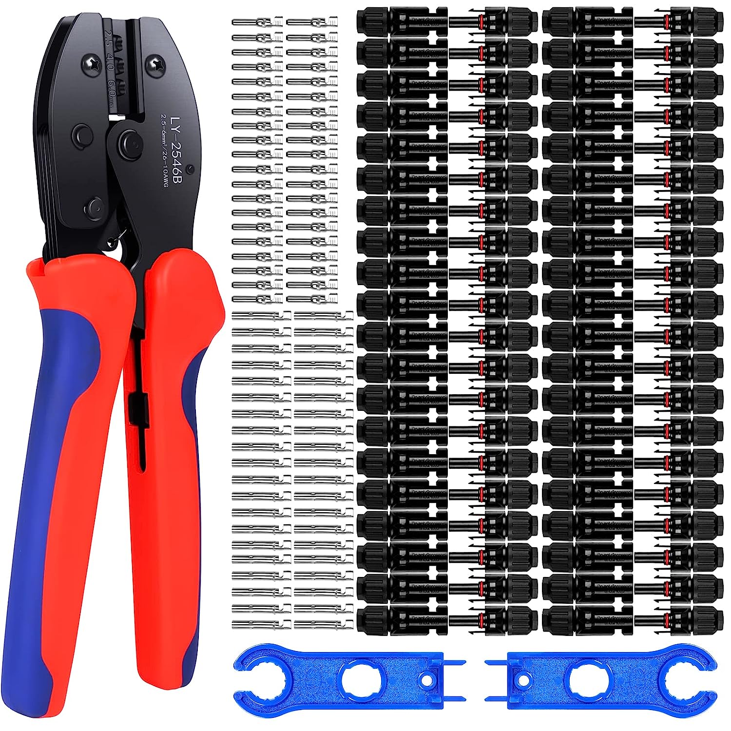 40 Paar Solarstecker Crimpzange Set für 2,5/4/6mm² Solarpanel P-V Kabel Männlich/Weiblich Photovoltaik Solarpanel Stecker Steckverbinder, PV Stecker mit Schraubenschlüssel