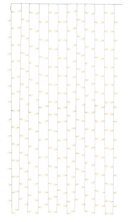 goobay 300er LED-Lichtervorhang - mit Fernbedienung, Timer-Funktion, 8 Leuchtmodi, Dimmer, USB- und Batteriebetrieb, warm-weiß (3000 K)