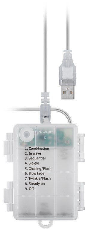 goobay 300er LED-Lichtervorhang - mit Fernbedienung, Timer-Funktion, 8 Leuchtmodi, Dimmer, USB- und Batteriebetrieb, warm-weiß (3000 K)