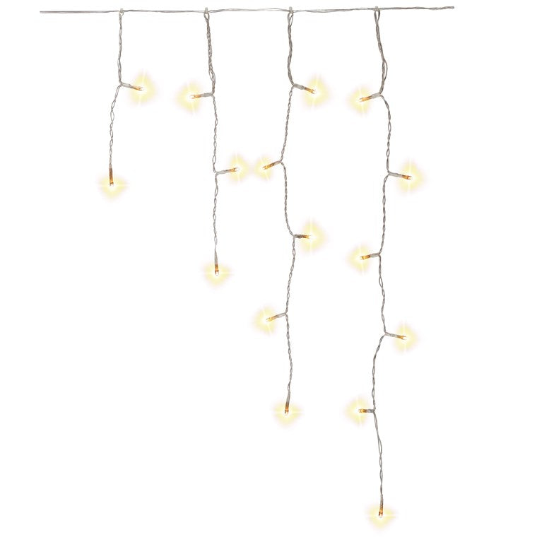 400er LED-Eisregen-Lichterkette mit Timer-Funktion und 24 V-Außentrafo, warm-weiß (3000 K), für den Innen- & Außenbereich (IP44), Transparent, Schwarz