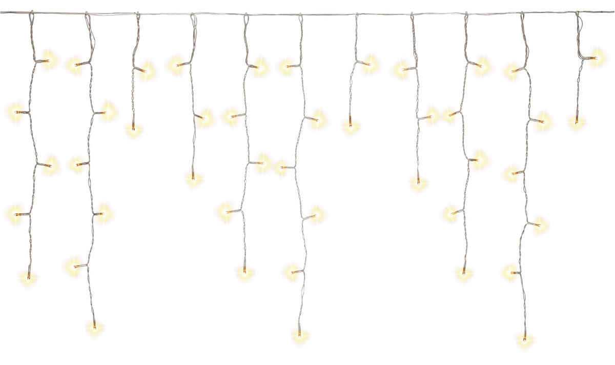 400er LED-Eisregen-Lichterkette mit Timer-Funktion und 24 V-Außentrafo, warm-weiß (3000 K), für den Innen- & Außenbereich (IP44), Transparent, Schwarz