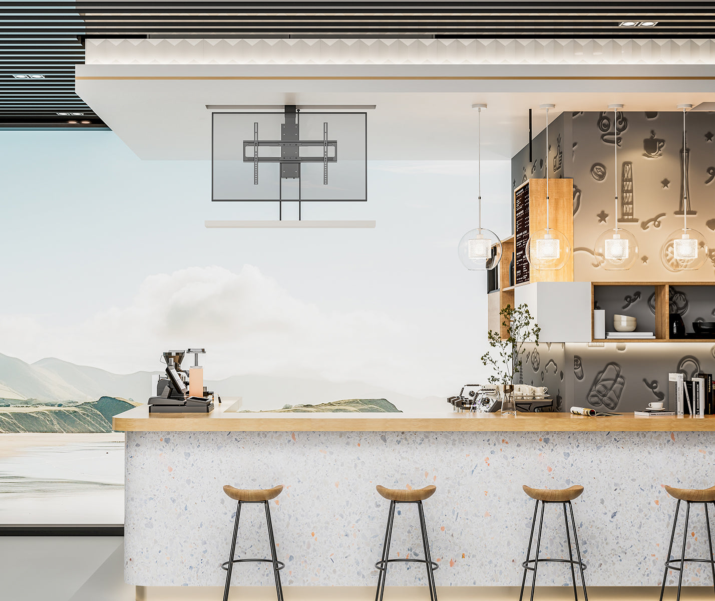 my wall TV Lift HP66-2L – Möbel- & Deckenmontage, Steuerung per Fernbedienung, App & Sprachbefehl (Alexa/Google), für 37"-65" (94-165 cm), bis 60 kg