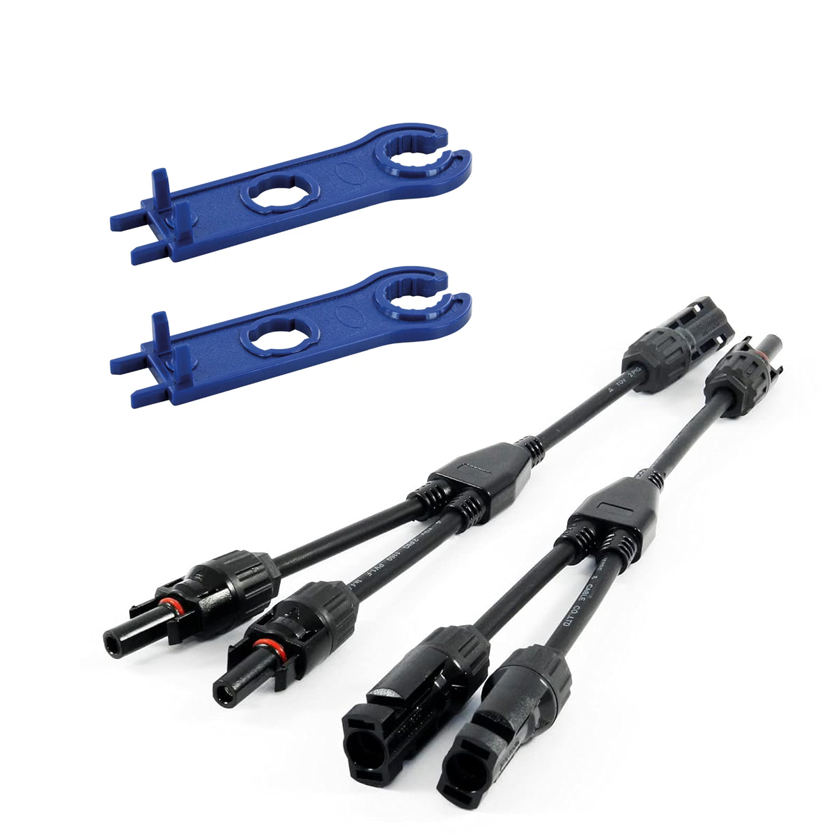 2-Wege Y-Verbinder-Set für Solarmodule mit 34 cm 6mm² Kabelverlängerung, Snap-In Verriegelung, Easy-Click System, IP67 Schutzklasse, bis zu 1000V DC, für Outdoor-Solaranlagen (1 Paar) mit Solar Werkzeug