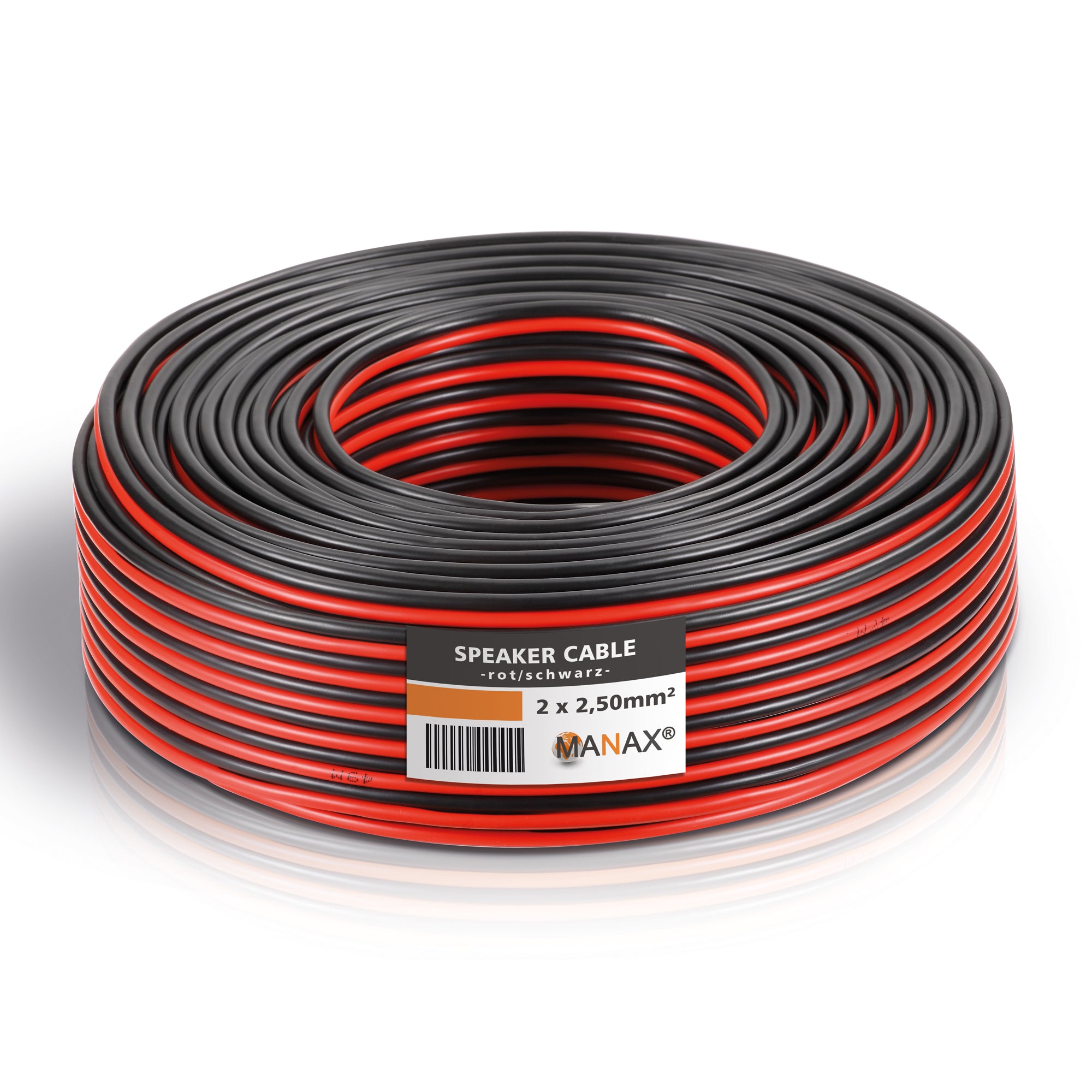 10m 2x2,5mm² Lautsprecherkabel CCA I Boxenkabel isoliert rot / schwarz mit Polaritätskennzeichnung I LS-Kabel als Meterware für Stereoanlage etc.