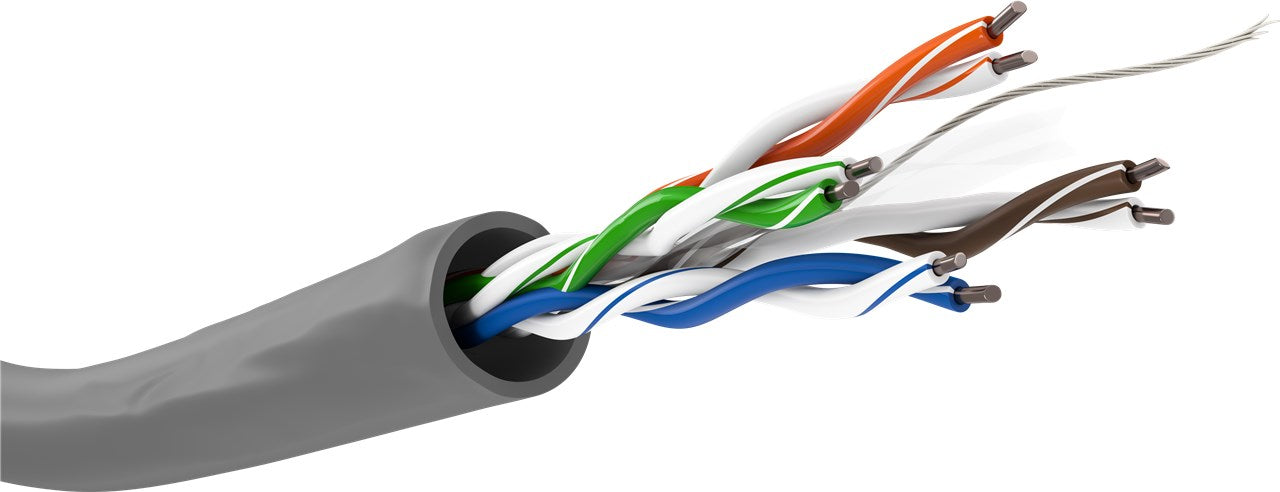 100m CAT 6 Netzwerkkabel, U/UTP, Grau - CCA, AWG 23/1 (solid), PVC