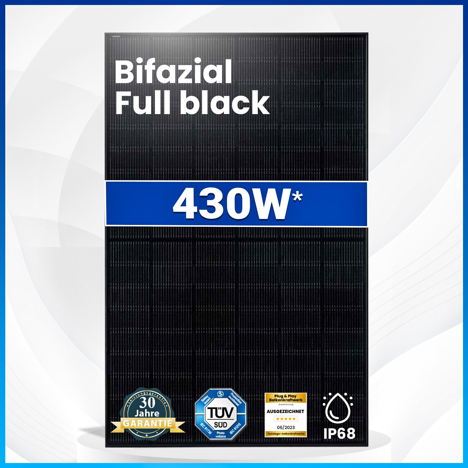 2x 430W Bifazial Solarmodul Glas-Glas Full Black - PV Modul