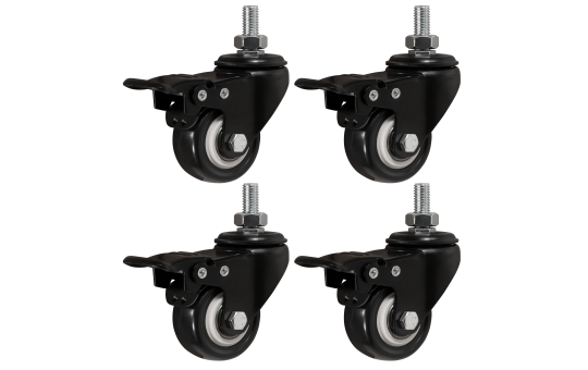 Tischrollen für Tischgestelle | 4 Rollen | schwarz, drehbare Möbelrollen mit Bremsfunktion, Tragkraft je Rolle 50kg