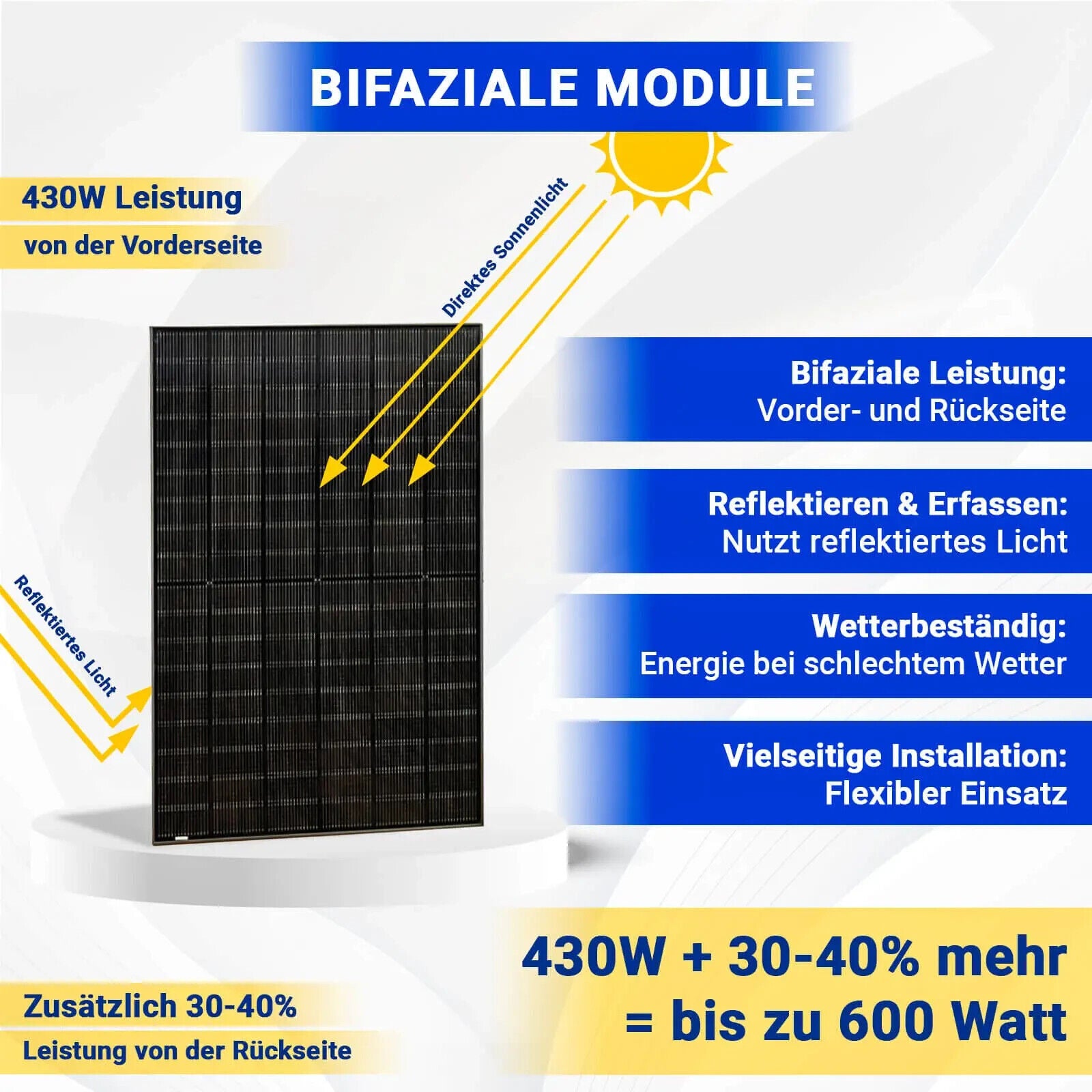 2x 430W Bifazial Solarmodul Glas-Glas Full Black - PV Modul
