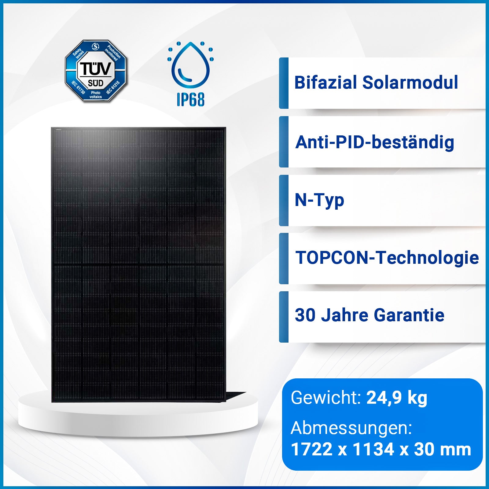 430W Bifazial Solarmodul Glas-Glas Full Black - PV Modul