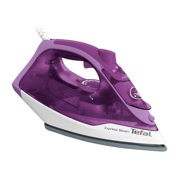 Tefal FV2836 Dry & Steam Iron Ceramic Soleplate 2400 W Purple White