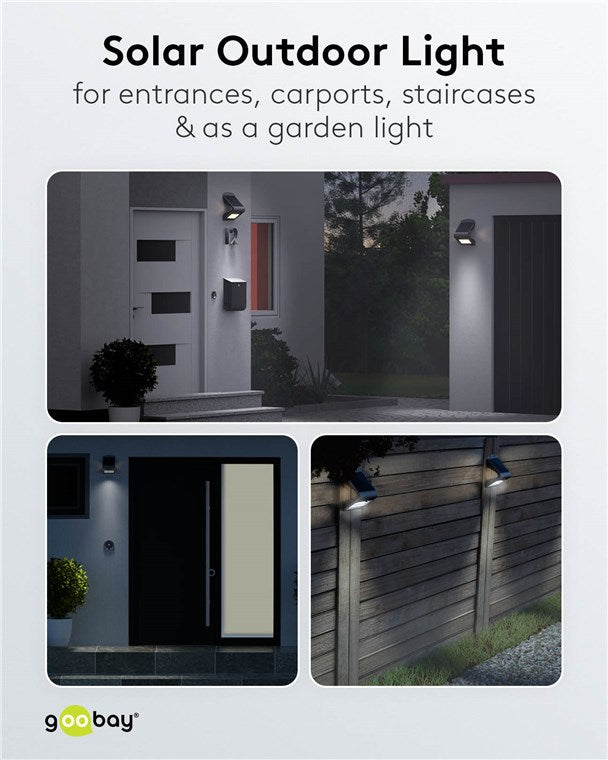 LED-Solar-Wandleuchte mit Bewegungsmelder, 4 W, schwarz