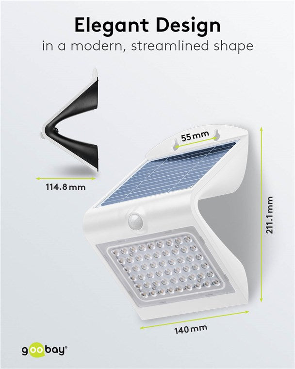 LED-Solar-Wandleuchte mit Bewegungsmelder, 4 W, weiß