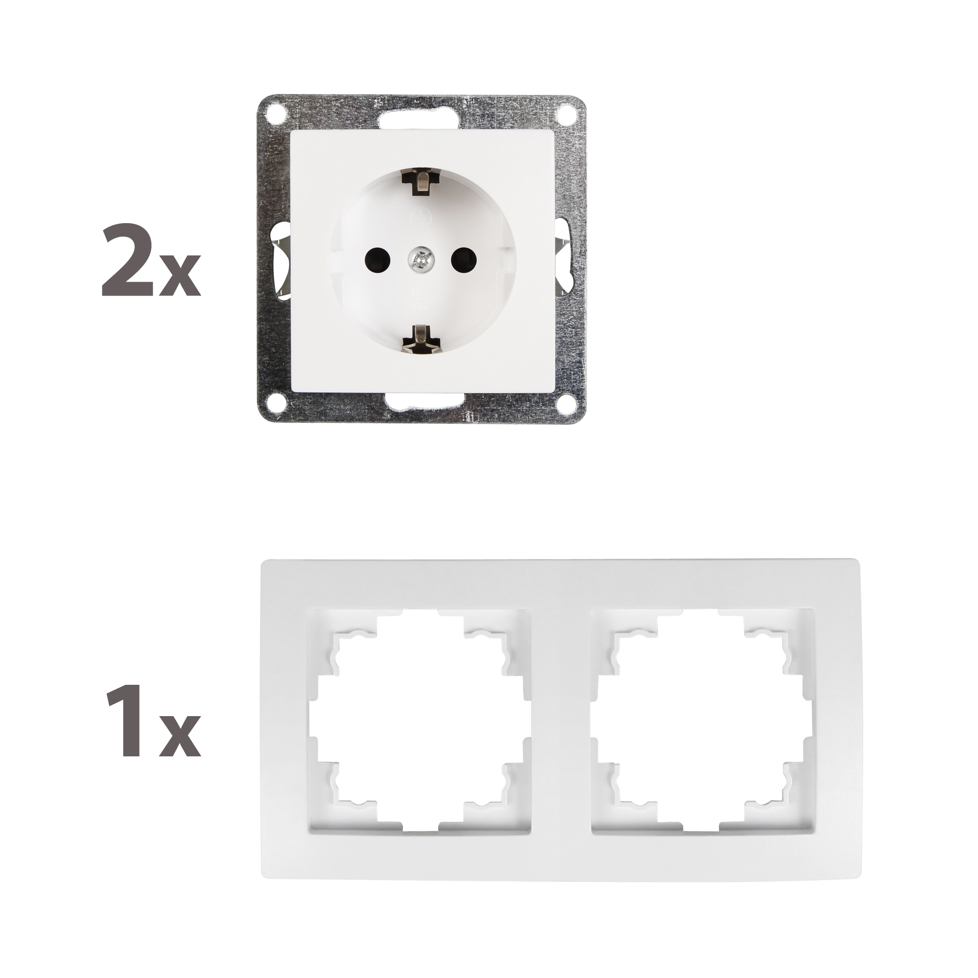 Steckdosen Set McPower Flair ''Beginner 2S Profi'', 3-teilig, weiß, Steckanschluss