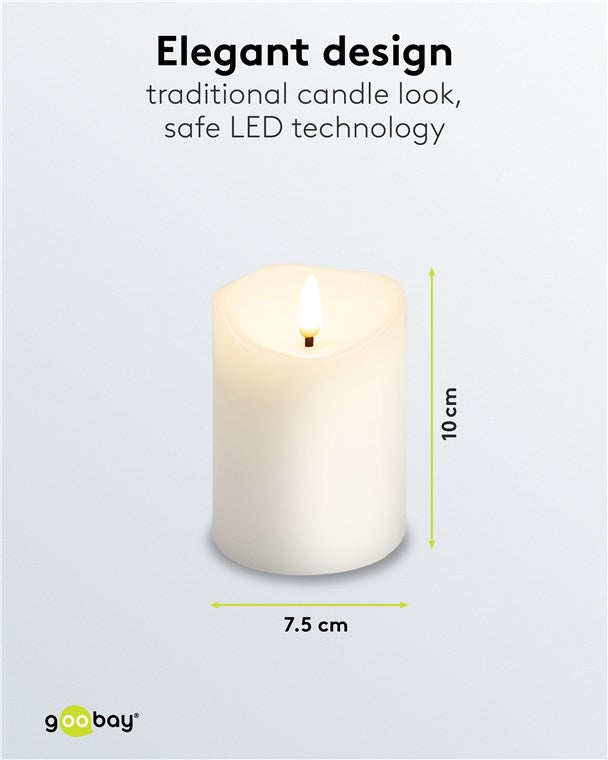 Leuchtende Kerzen mit Timerfunktion 4er-Set in weiß mit 3D-Docht & batteriebetrieben, elegante Dekokerzen für Wohnzimmer, Esszimmer und Adventszeit