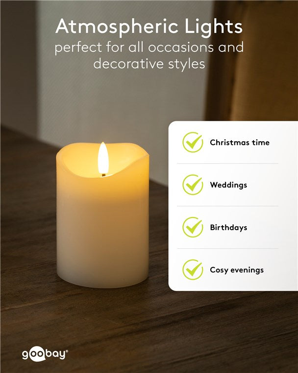 Leuchtende Kerzen mit Timerfunktion 4er-Set in weiß mit 3D-Docht & batteriebetrieben, elegante Dekokerzen für Wohnzimmer, Esszimmer und Adventszeit