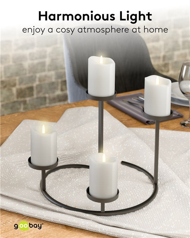 Leuchtende Kerzen mit Timerfunktion 4er-Set in weiß mit 3D-Docht & batteriebetrieben, elegante Dekokerzen für Wohnzimmer, Esszimmer und Adventszeit