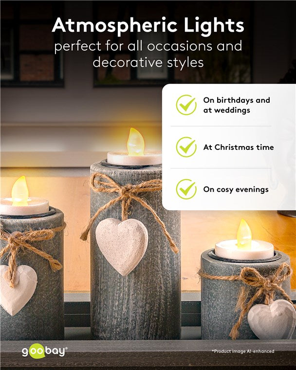 4er-Set LED-Teelichter mit Timerfunktion, warmweiß (2500 K), flackernde Flamme, Hochzeiten, Adventszeit oder Dinnerdeko, batteriebetrieben, weiß, inklusive 4x CR2032-Knopfzellen