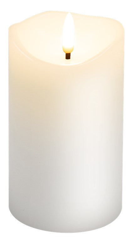 LED Kerzen Echtwachskerze Weiß 7,5x12,5 cm Mit Timerfunktion 3D-Docht Batteriebetrieben Warmweiß, Teelicht für Stilvolle Deko, Sicher Und Elegante Beleuchtung