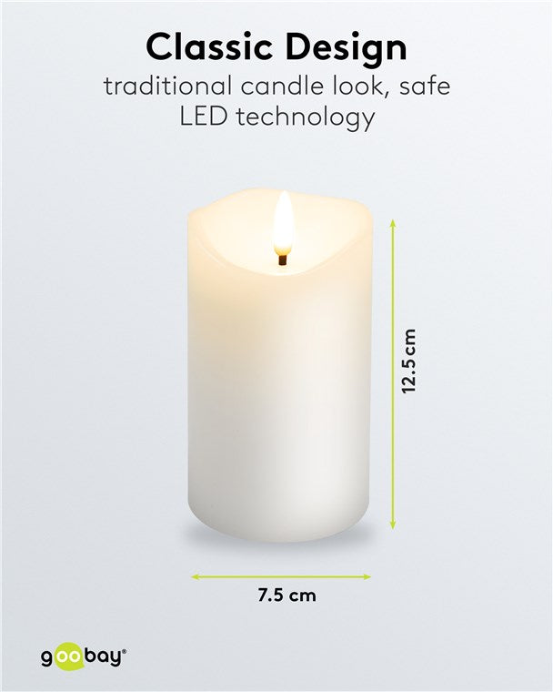 LED Kerzen Echtwachskerze Weiß 7,5x12,5 cm Mit Timerfunktion 3D-Docht Batteriebetrieben Warmweiß, Teelicht für Stilvolle Deko, Sicher Und Elegante Beleuchtung