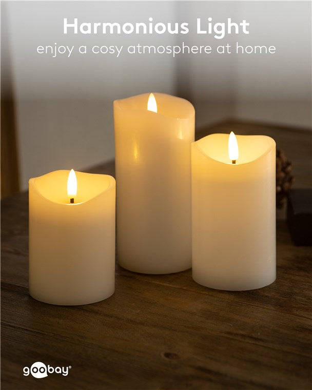 LED Kerzen Echtwachskerze Weiß 7,5x12,5 cm Mit Timerfunktion 3D-Docht Batteriebetrieben Warmweiß, Teelicht für Stilvolle Deko, Sicher Und Elegante Beleuchtung