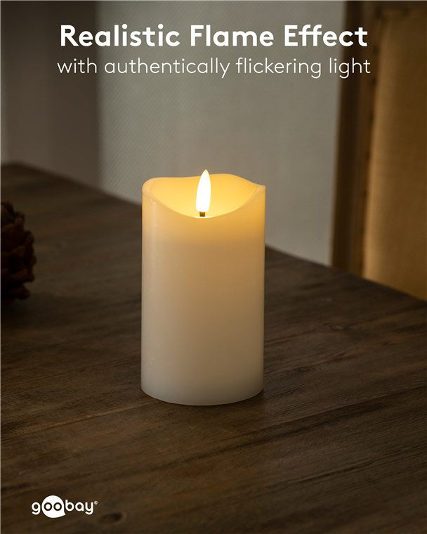 LED Kerzen Echtwachskerze Weiß 7,5x12,5 cm Mit Timerfunktion 3D-Docht Batteriebetrieben Warmweiß, Teelicht für Stilvolle Deko, Sicher Und Elegante Beleuchtung