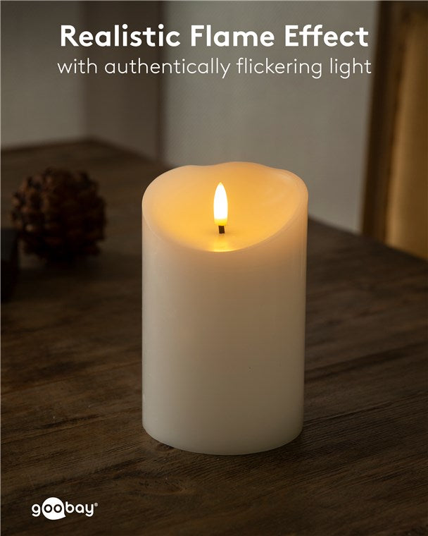 LED Kerzen Echtwachskerze Weiß 10x15 cm Mit Timerfunktion 3D-Docht Batteriebetrieben Warmweiß, Teelicht für Stilvolle Deko, Sicher Und Elegante Beleuchtung