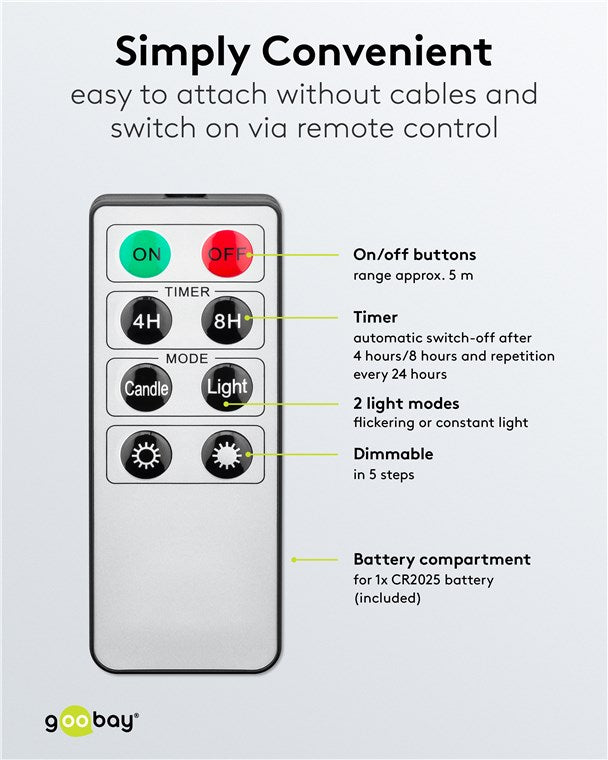 Kabellose LED Weihnachtsbaumkerzen mit Klemmen, Fernbedienung und Timerfunktion, Christbaumkerzen, Baumkerzen, warmweiß (2600 K), dimmbar, 10er Set
