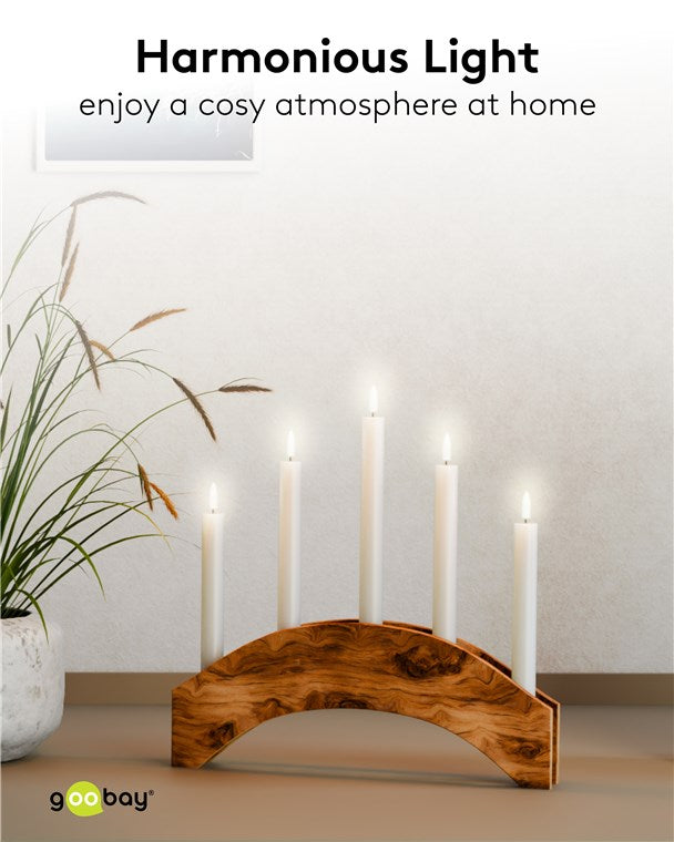 5er-Set LED-Stabkerzen aus Echtwachs, weiß – inkl. Fernbedienung, Timerfunktion & flackernder 3D-Flamme, batteriebetrieben, dimmbar, warmweiß (2400 K) - elektrische Kerzen, sicher & dekorativ