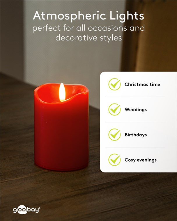 Lichterkerzen mit Timerfunktion 4er Set in Rot mit 3D Docht & Batteriebetrieben, elegant für Wohnzimmer, Esszimmer und Advent