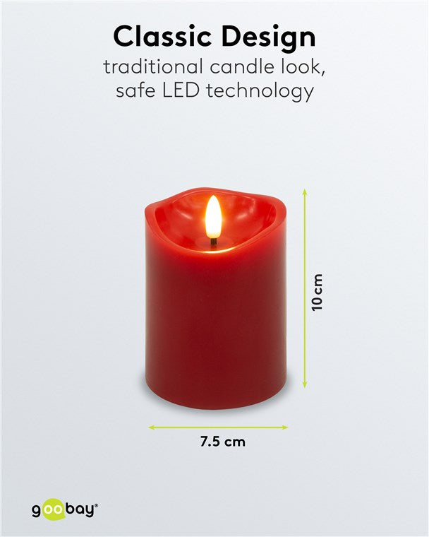 Lichterkerzen mit Timerfunktion 4er Set in Rot mit 3D Docht & Batteriebetrieben, elegant für Wohnzimmer, Esszimmer und Advent