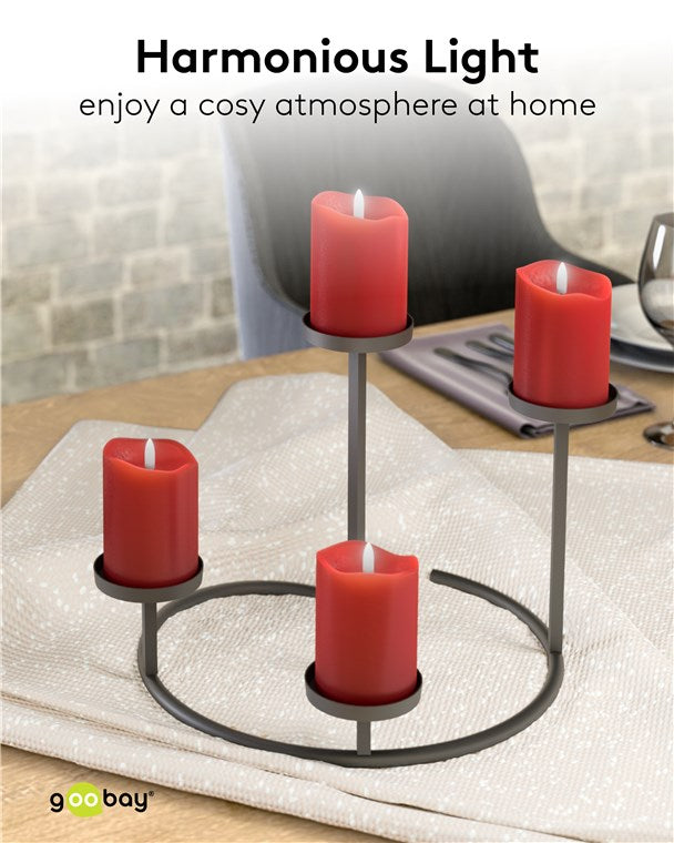 Lichterkerzen mit Timerfunktion 4er Set in Rot mit 3D Docht & Batteriebetrieben, elegant für Wohnzimmer, Esszimmer und Advent