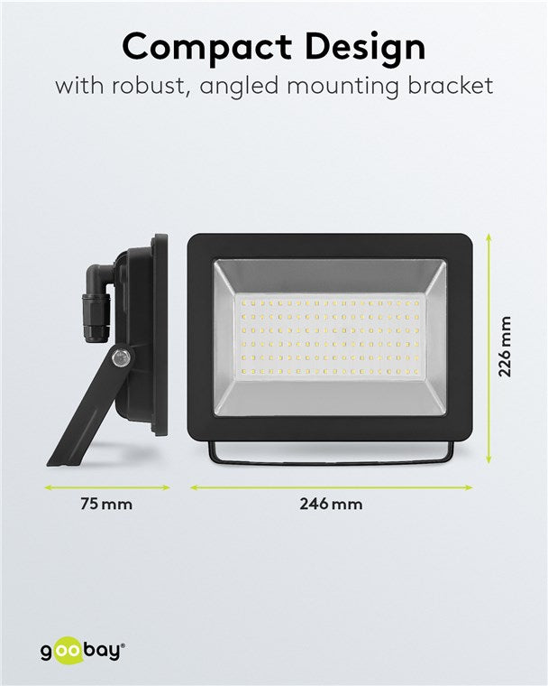 LED Strahler Außen 100W / Außenstrahler IP65 / Neutralweißes Licht 8500 lm/LED Scheinwerfer Fluter Wandmontage / IP65 Gartenstrahler/Schwarz [Energieklasse F]
