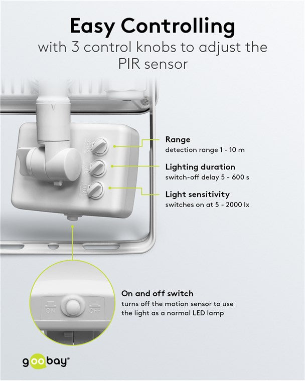 LED Strahler Bewegungsmelder Außen 20W / PIR Sensor Außenstrahler IP44 / Neutralweißes Licht 1700 lm / LED Scheinwerfer Fluter Wandmontage / Gartenstrahler / Weiß