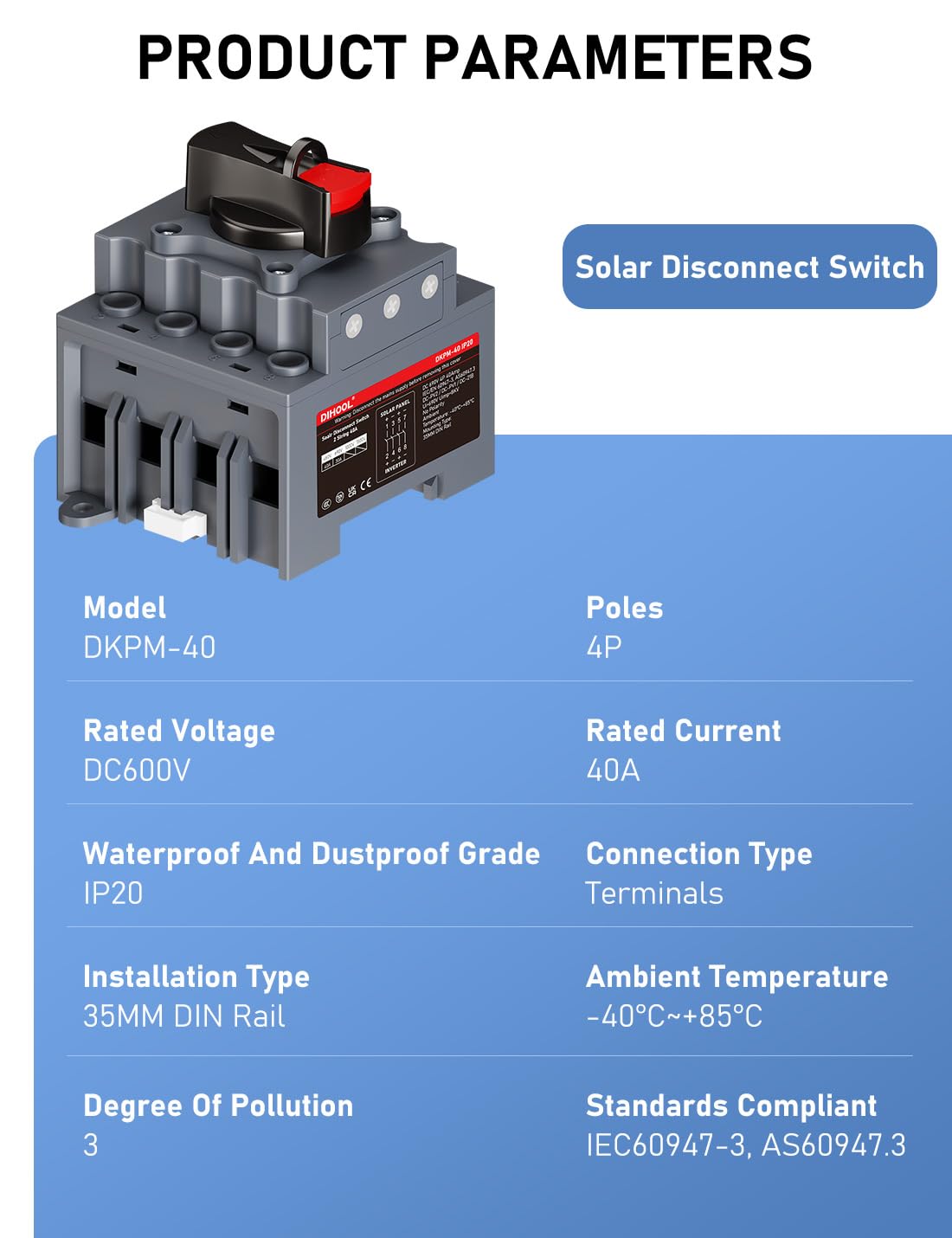 DC Trennschalter Leistungsschalter 32a 1200V PV Combiner Box For Solaranlage Solarmodul Anlage Solarmodule