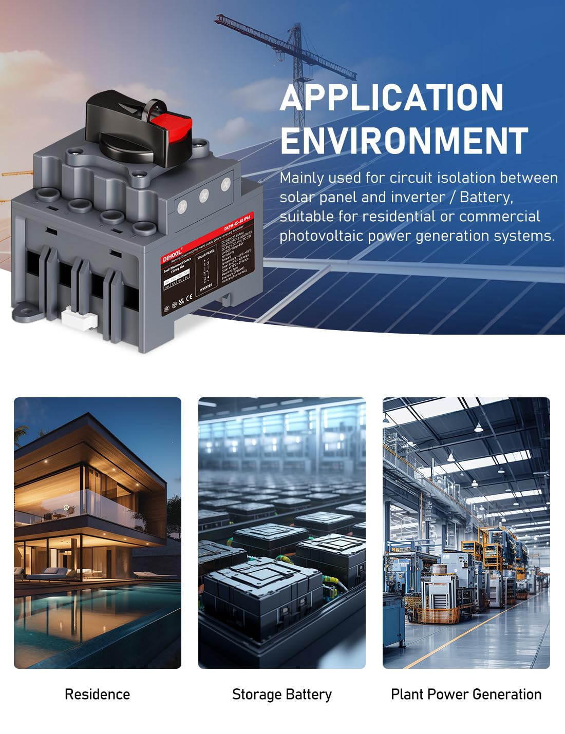 DC Trennschalter Leistungsschalter 32a 1200V PV Combiner Box For Solaranlage Solarmodul Anlage Solarmodule
