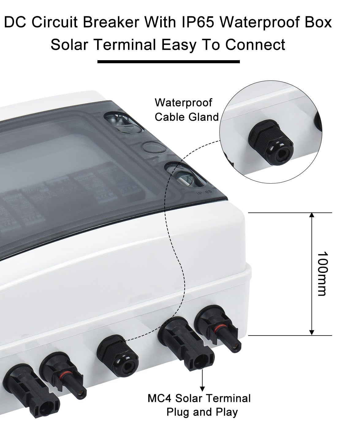 DC Überspannungsschutz PV Anlage 2 Strings Solar Anschlusskasten für 2 * 600W Solarmodule Balkonkraftwerk, 40A 1000V DC Trennschalter